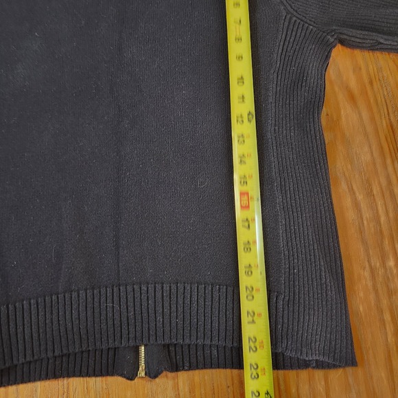 LRL Lauren Ralph Lauren Black Label Full Zip L Cotton Sweater Gold Hardware Logo - Picture 8 of 13